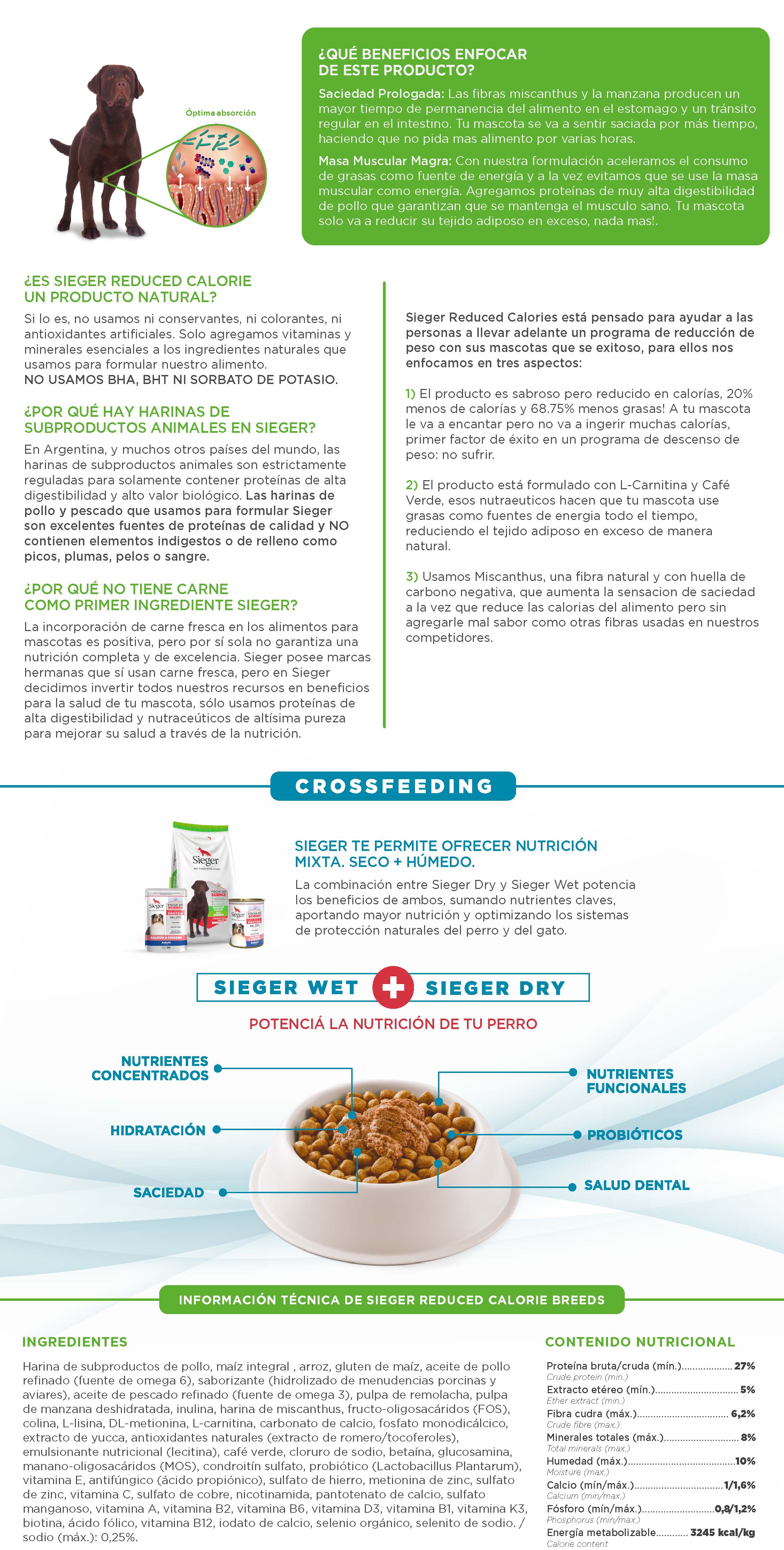 Dossier tecnico Sieger reduced Calorie